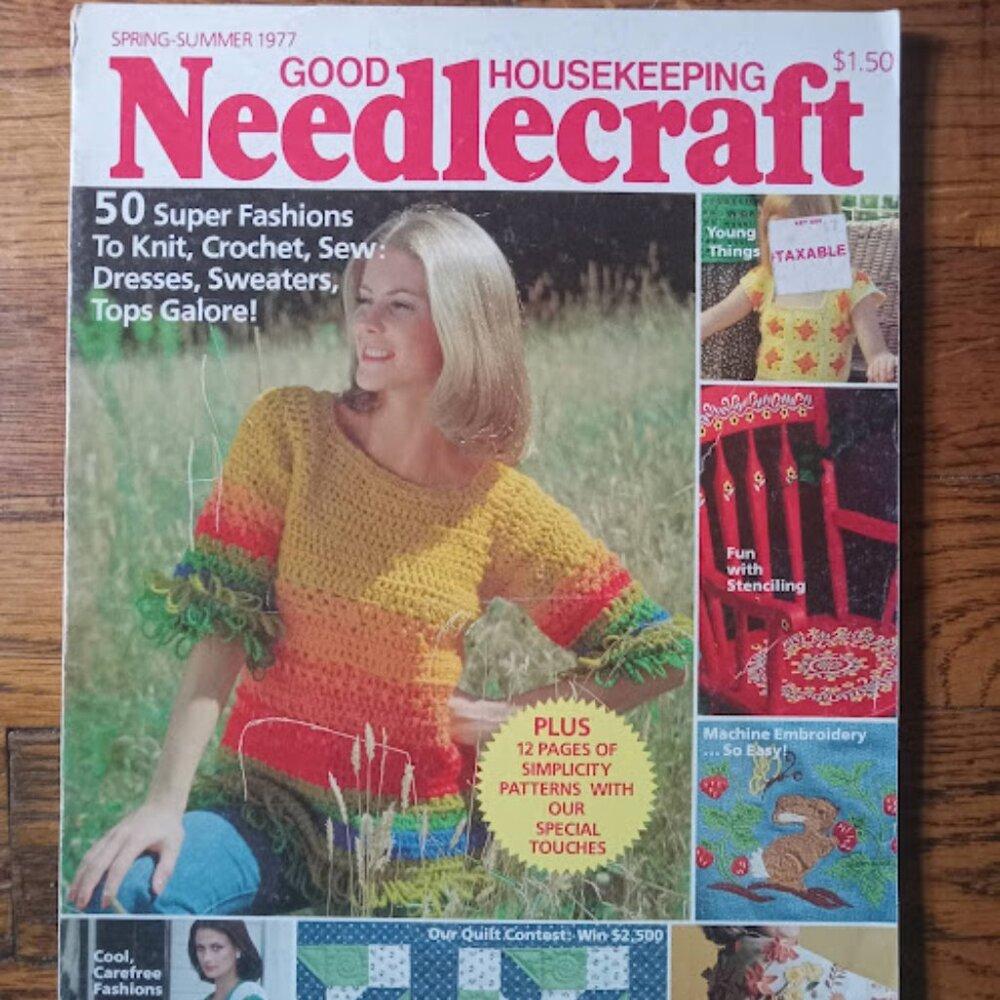 Vtg Good Housekeeping Needlecraft Magazine 1977 Quilt Crochet